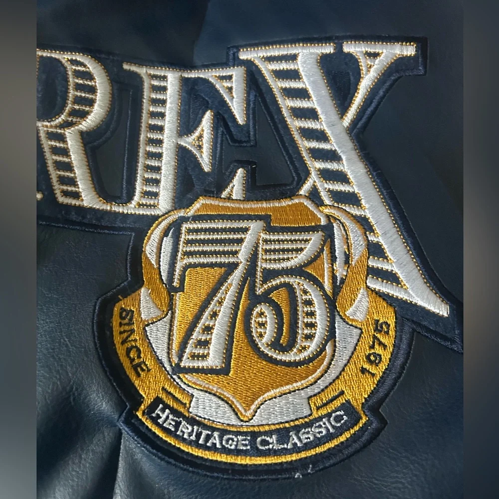 AVIREX 1975 New York leather bomber button down jacket youth large - super rare - Picture 6 of 13